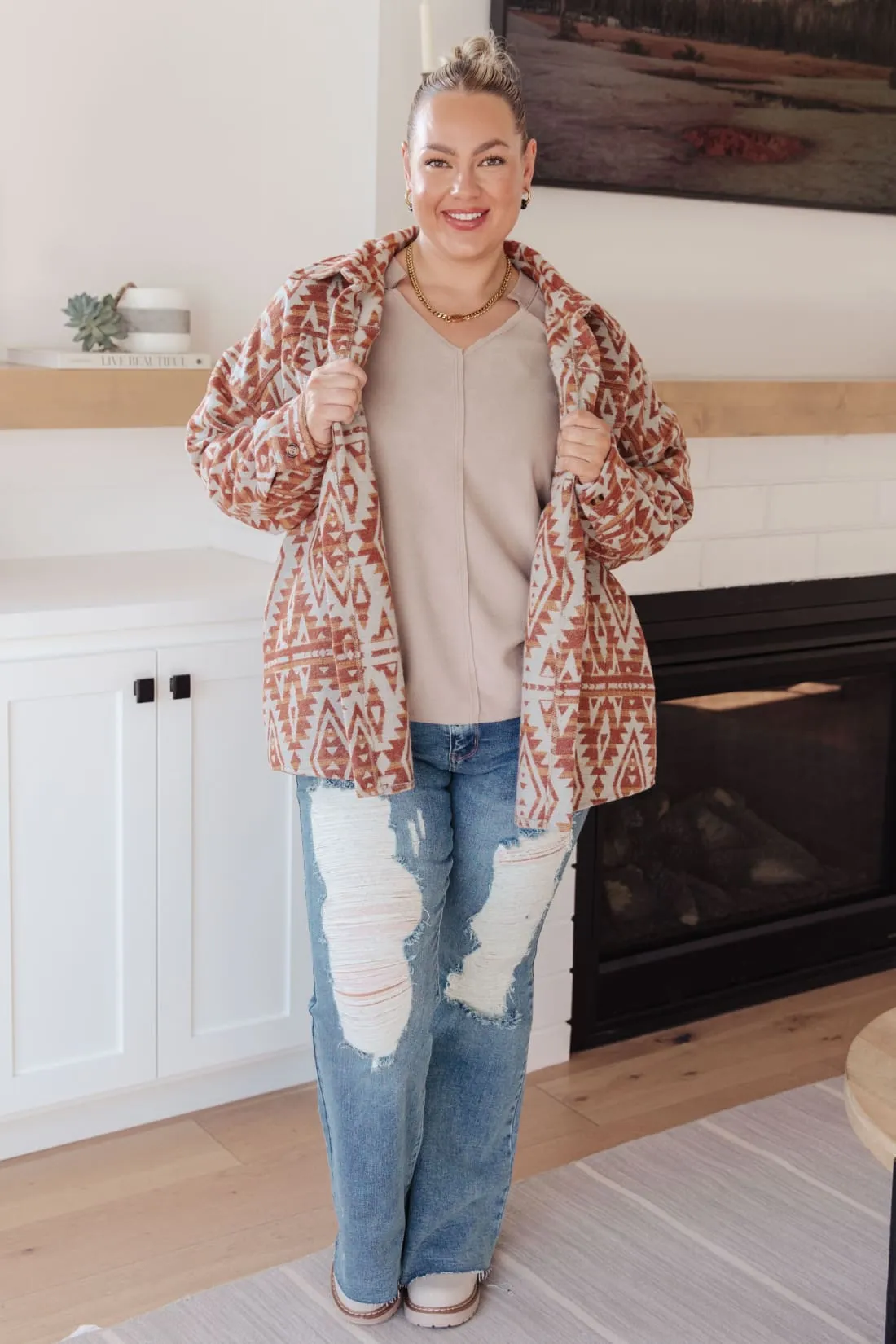 Raw Edge V-Neck Top