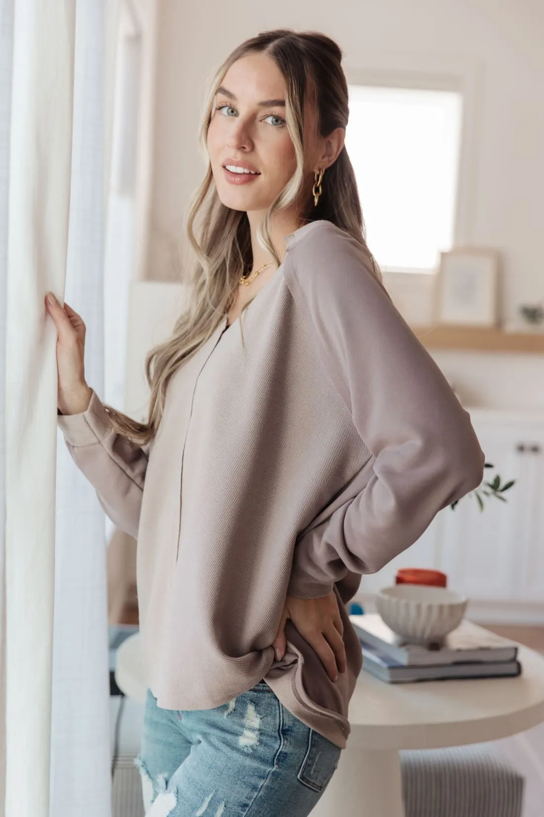 Raw Edge V-Neck Top