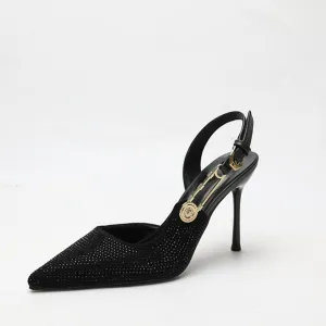 Rhinestone Point Toe Stiletto Slingback Pumps