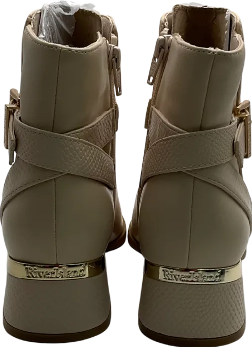 River Island Girls Cream Heeled Ankle Boot UK 4 EU 37 👠