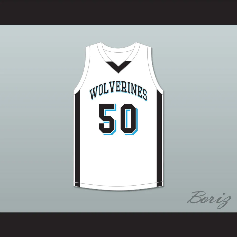 Rob Gronkowski 50 Woodland Hills High School Wolverines White Basketball Jersey 1