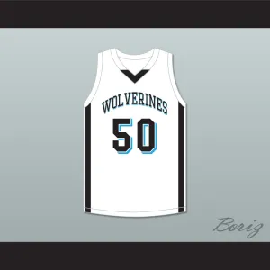 Rob Gronkowski 50 Woodland Hills High School Wolverines White Basketball Jersey 1