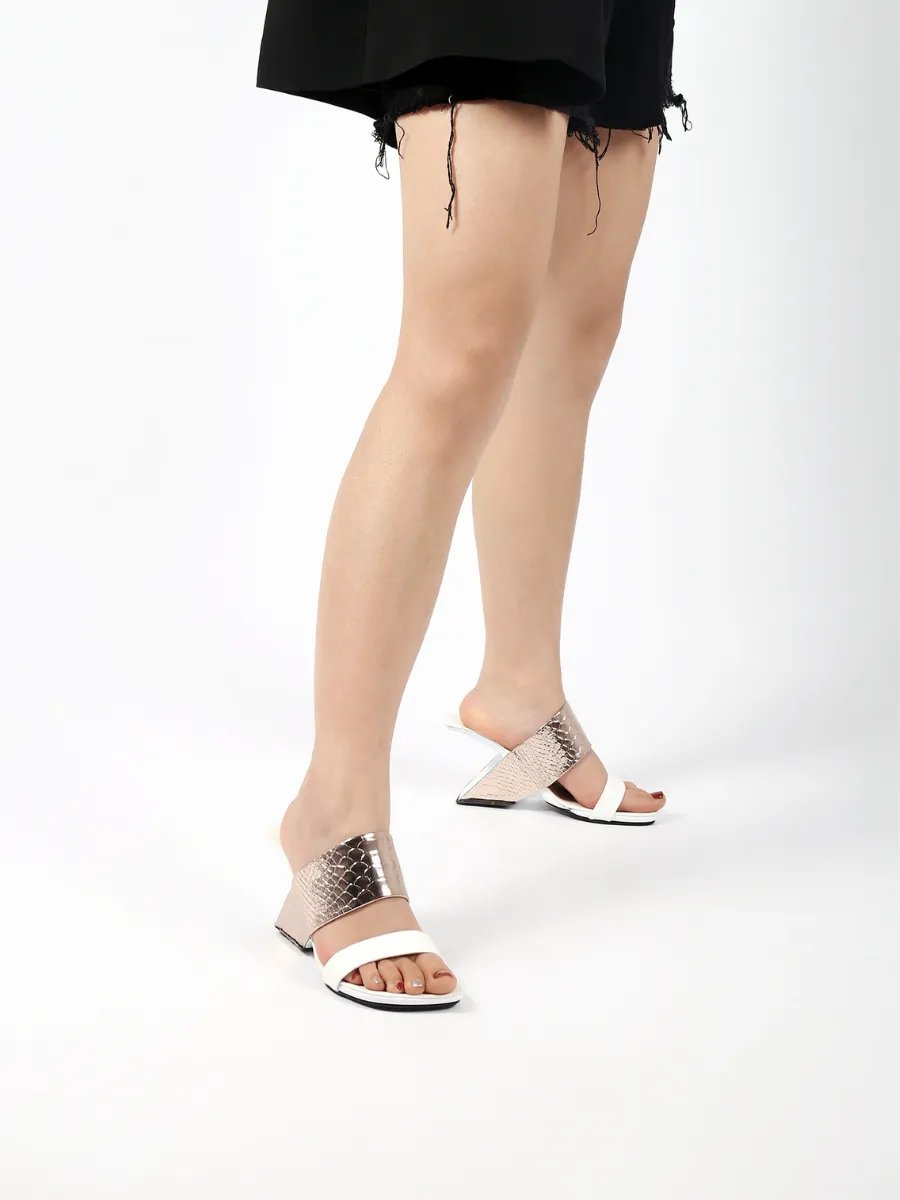 Rose Gold Leather Heel Slide