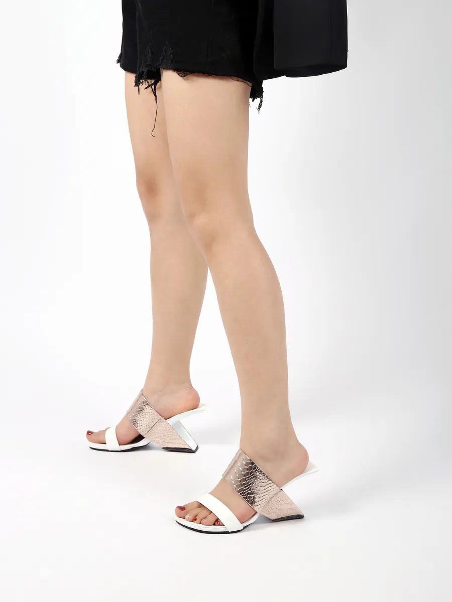 Rose Gold Leather Heel Slide