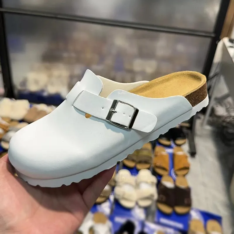 Round Toe Flat Buckle Slip-Ons
