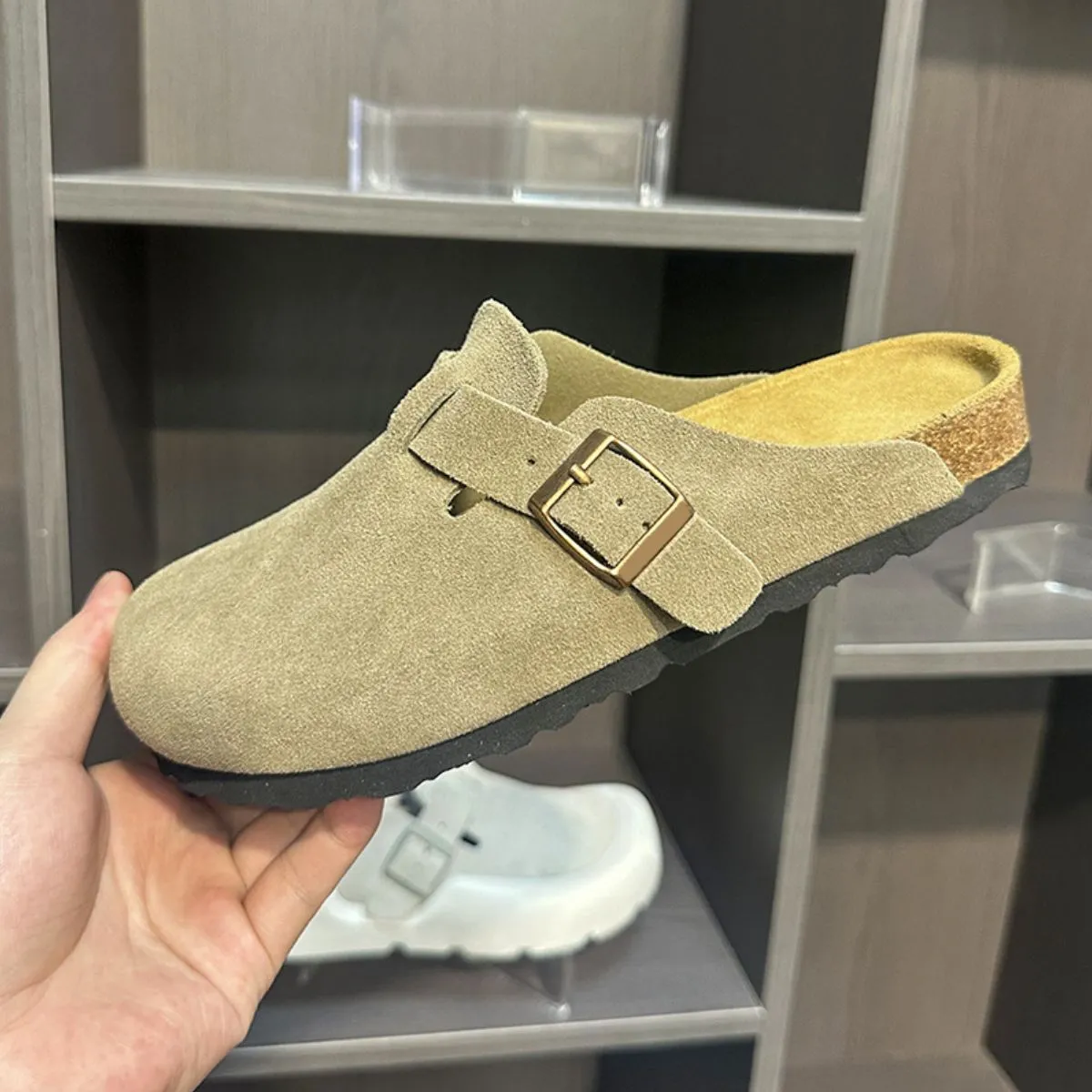 Round Toe Flat Buckle Slip-Ons