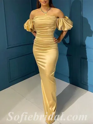 Sexy Satin Off Shoulder Sleeveless Mermaid Long Prom Dresses,SFPD0568