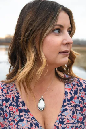 Sheridan White Turquoise Pendant Necklace