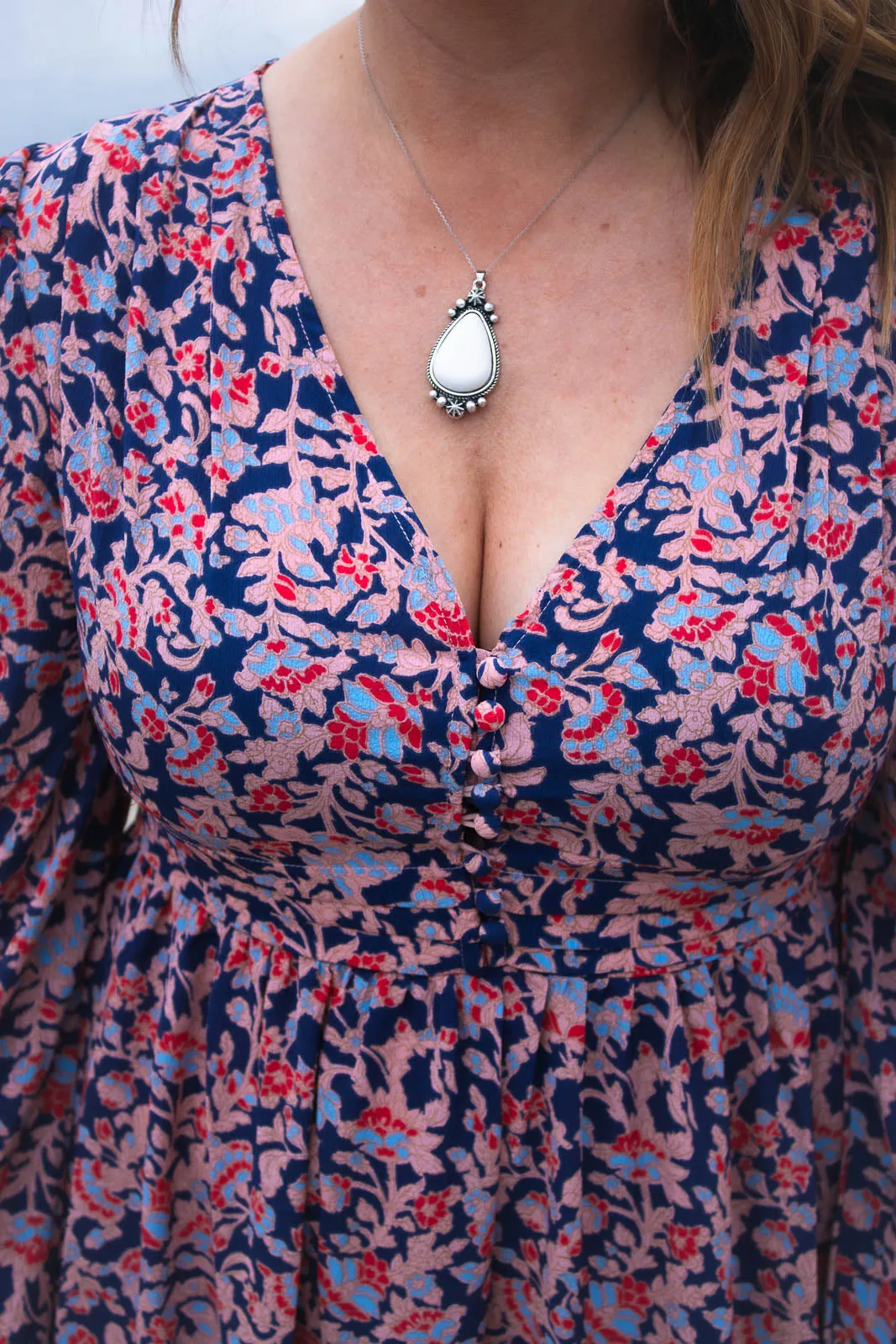 Sheridan White Turquoise Pendant Necklace