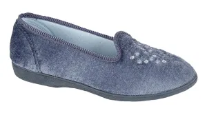 Sleepers LS777C Womens Plain Embroidered Slipper