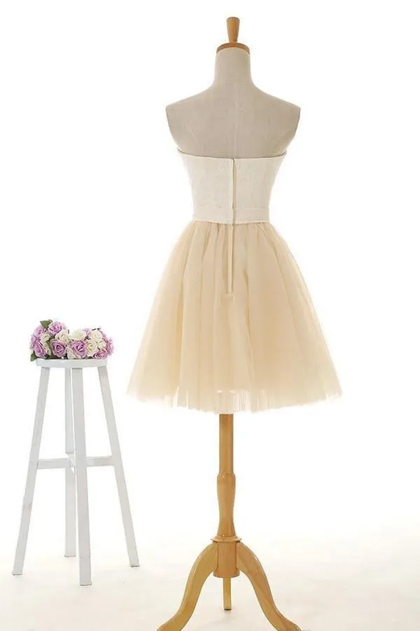 Strapless Knee Length Tulle Homecoming Dress PG028