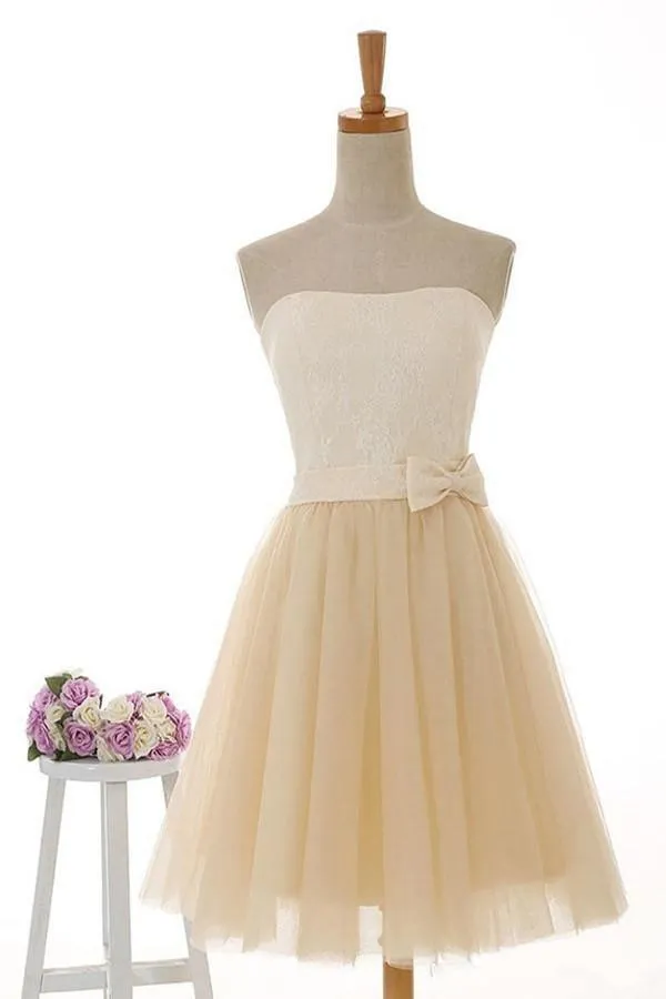 Strapless Knee Length Tulle Homecoming Dress PG028