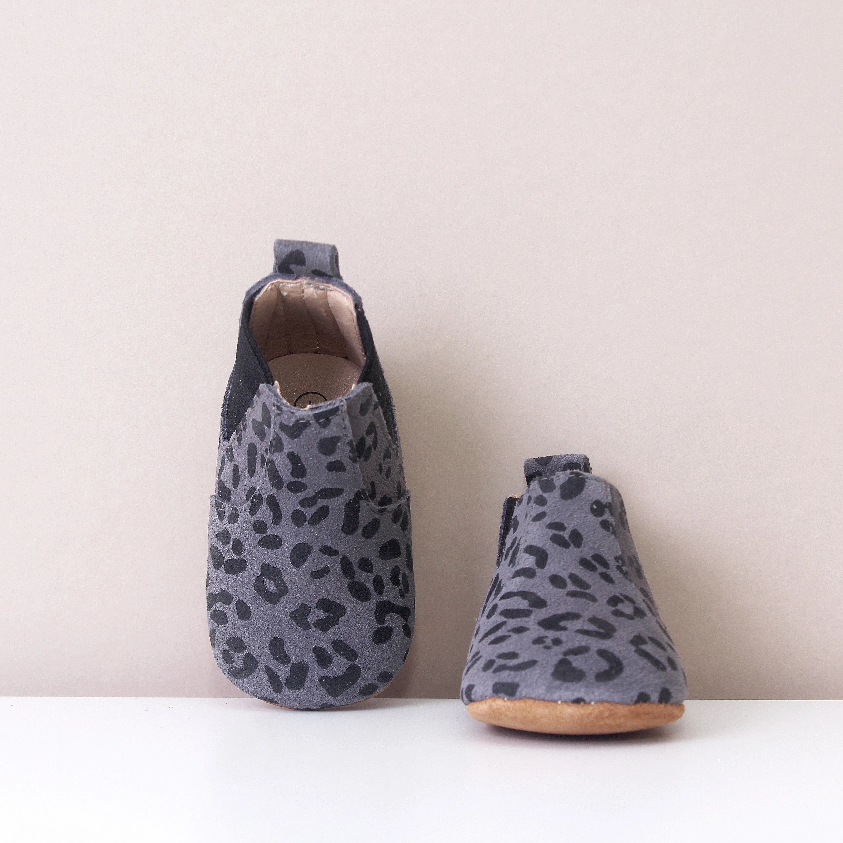Suki Grey Leopard Print Chelsea Boots