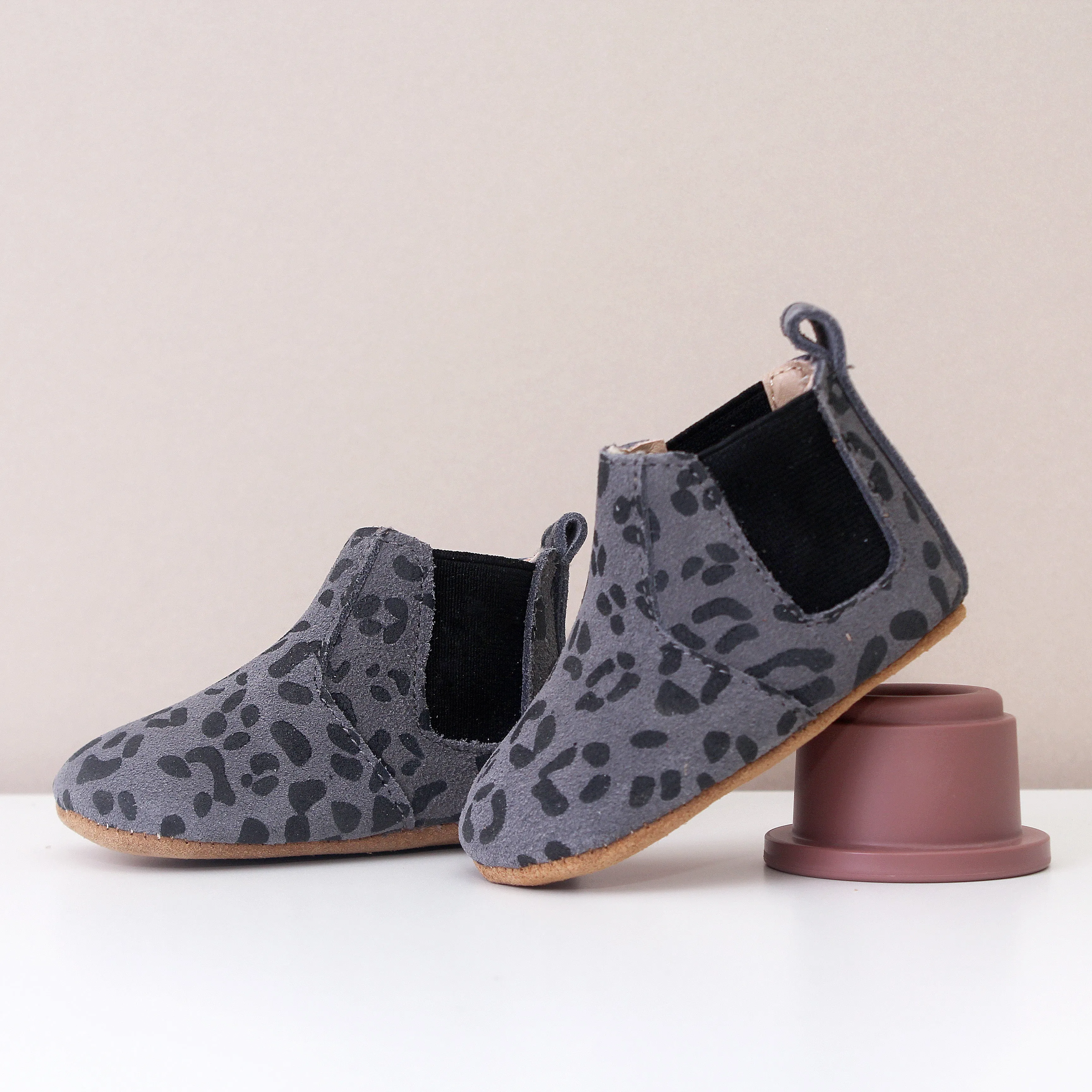Suki Grey Leopard Print Chelsea Boots