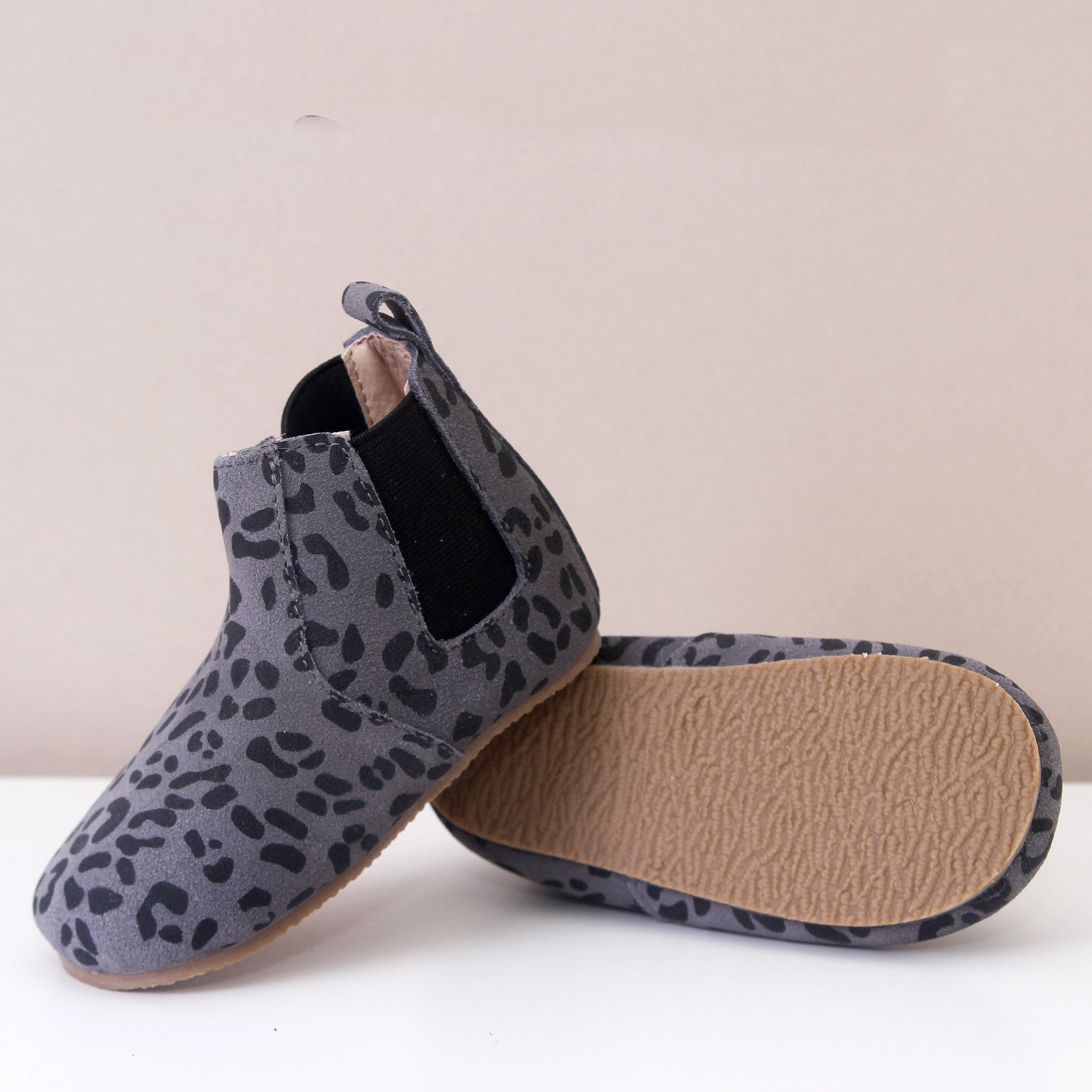 Suki Grey Leopard Print Chelsea Boots