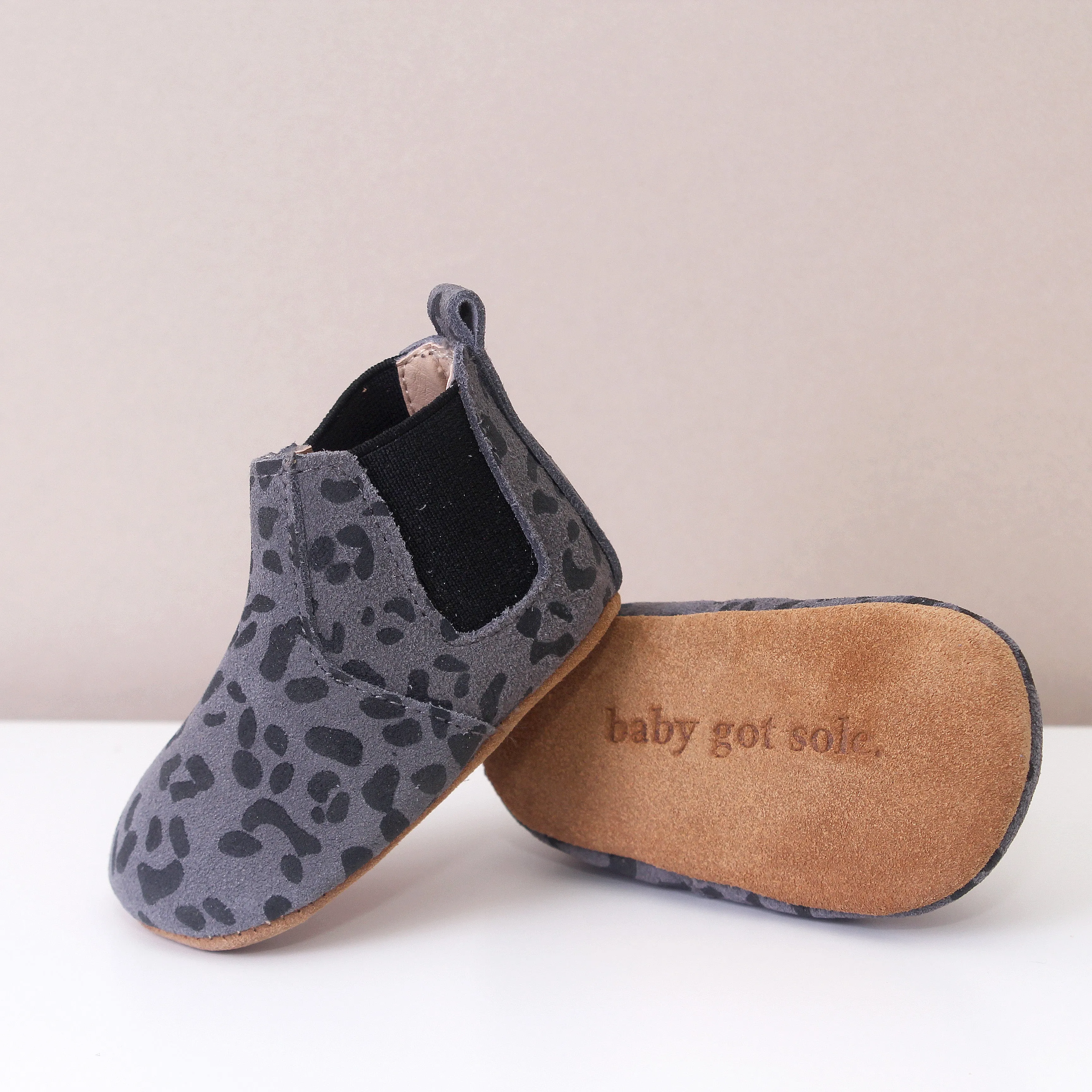 Suki Grey Leopard Print Chelsea Boots