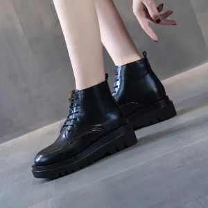 Thicksole Lace Up Ankle Boots For Petite Feet DS298