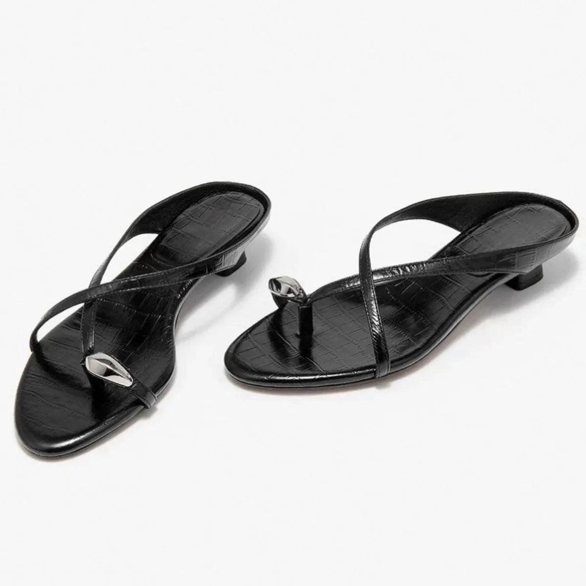 Toe Loop Block Heels Sandals