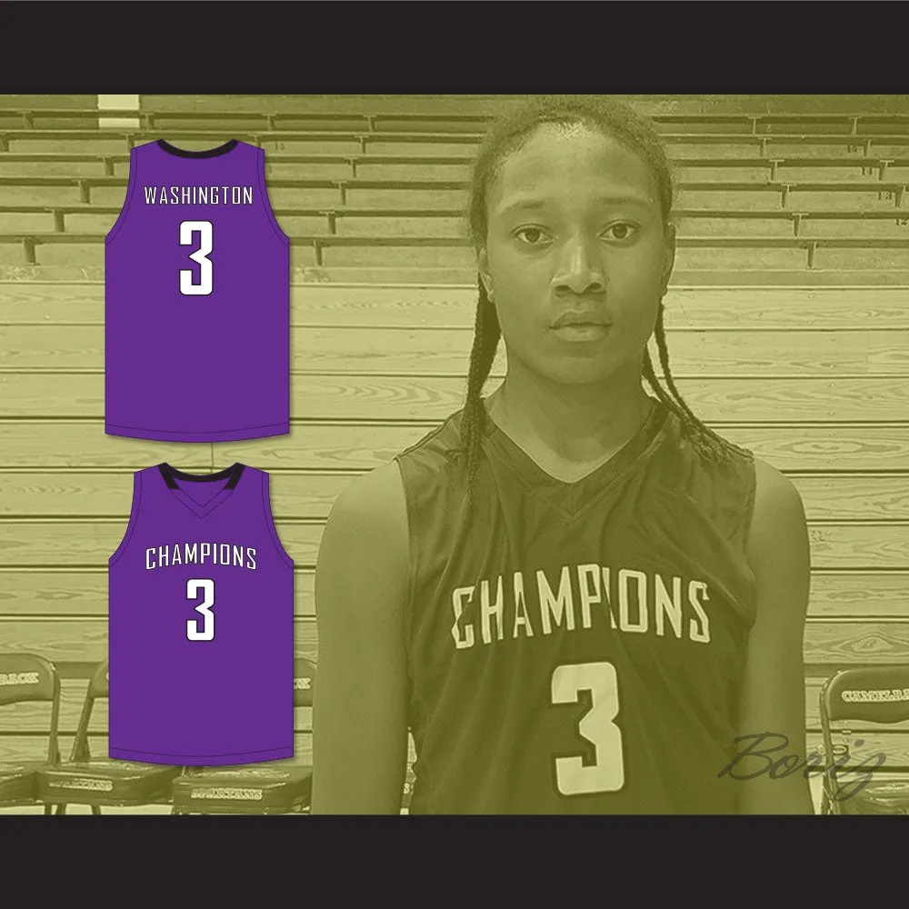 TyTy Washington Jr 3 Cesar Chavez High School Champions Purple Basketball Jersey 2