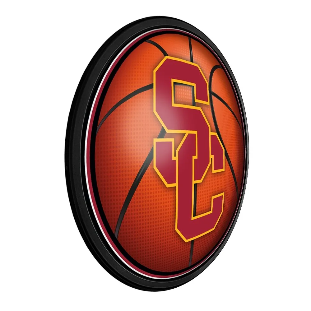 USC Trojans: Basketball - Round Slimline Lighted Wall Sign