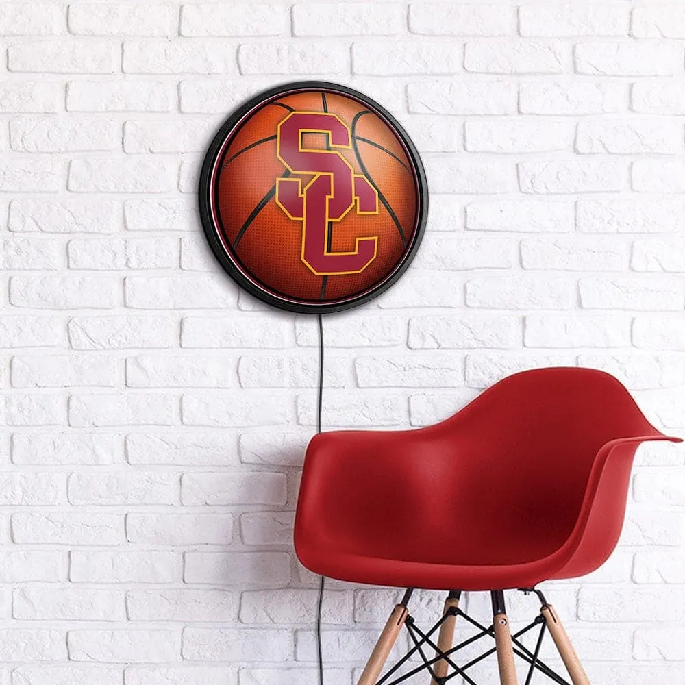USC Trojans: Basketball - Round Slimline Lighted Wall Sign