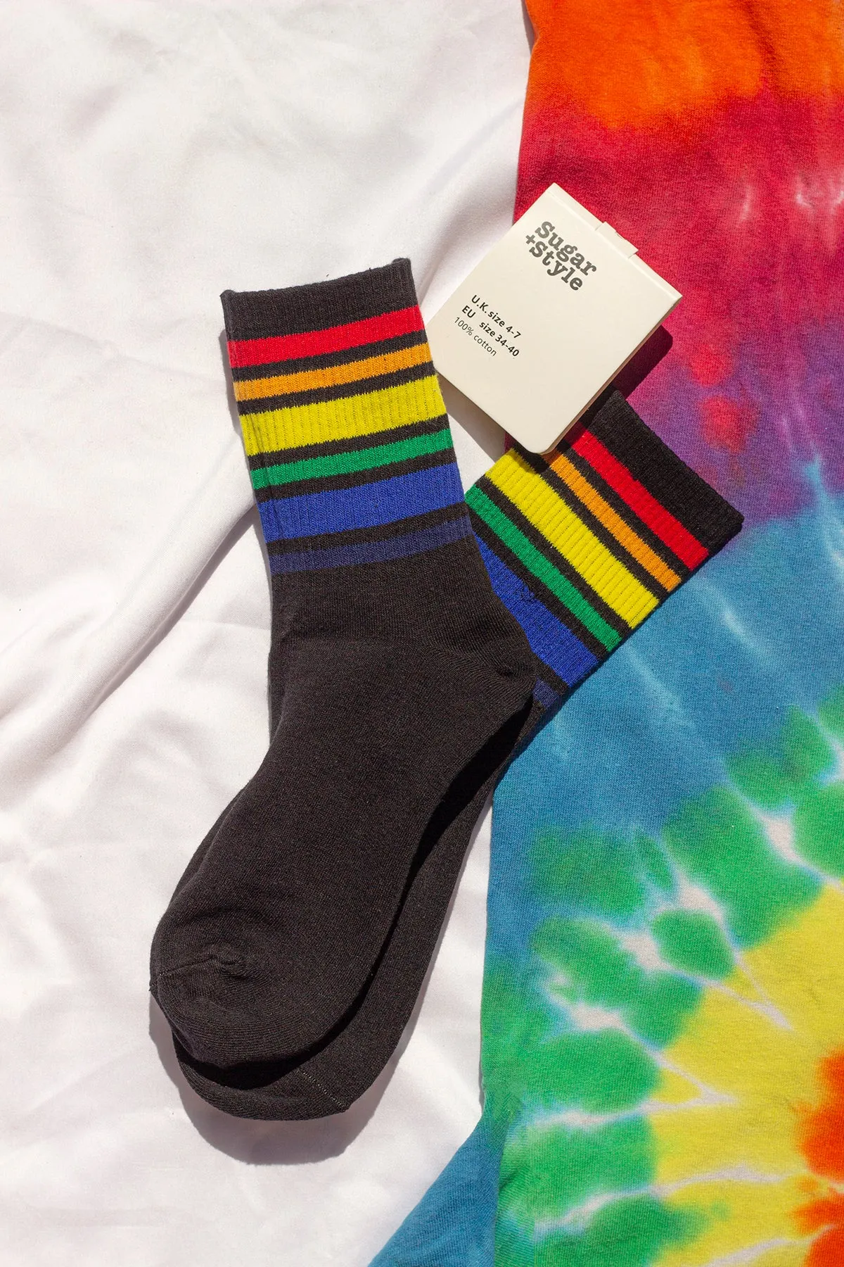 Varied Rainbow Stripe Top Socks