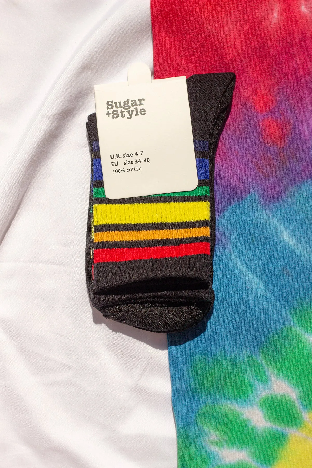 Varied Rainbow Stripe Top Socks