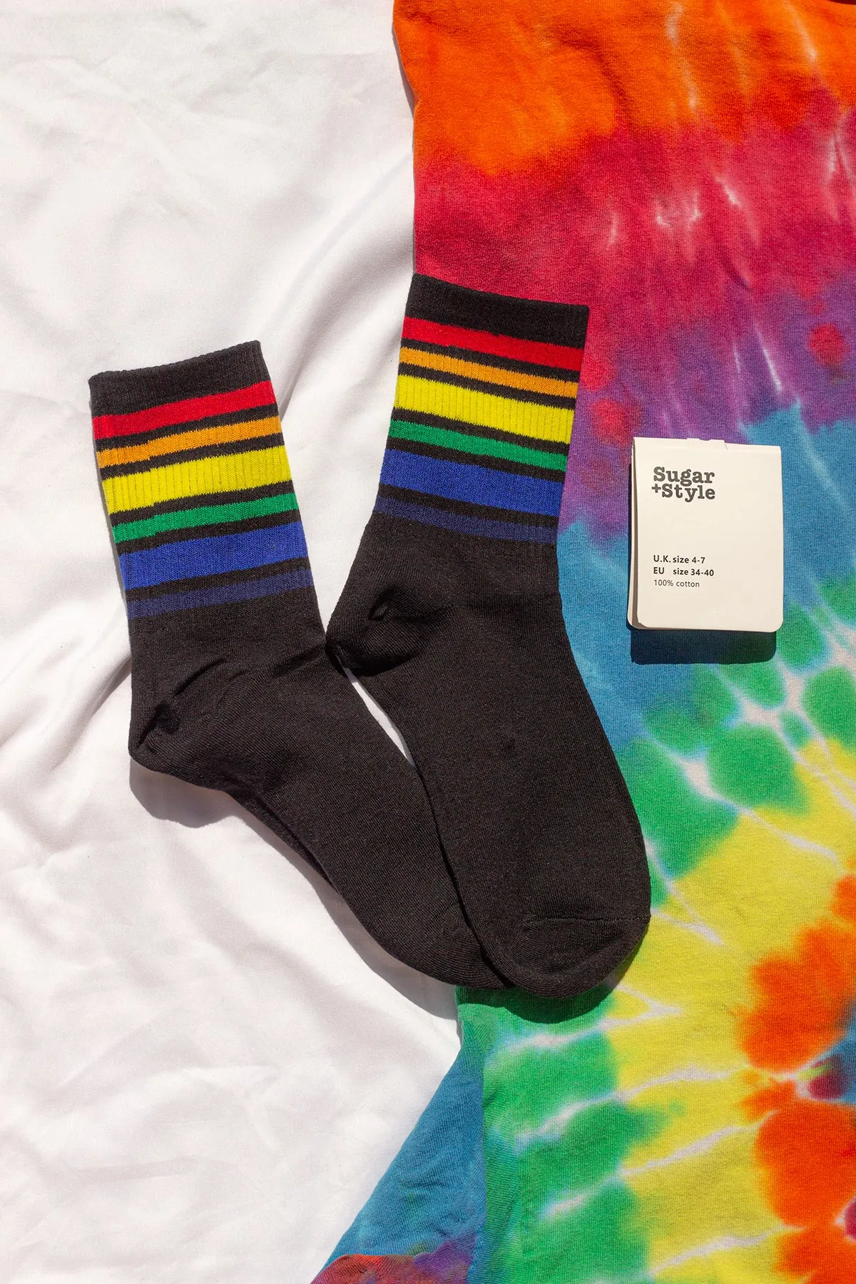 Varied Rainbow Stripe Top Socks