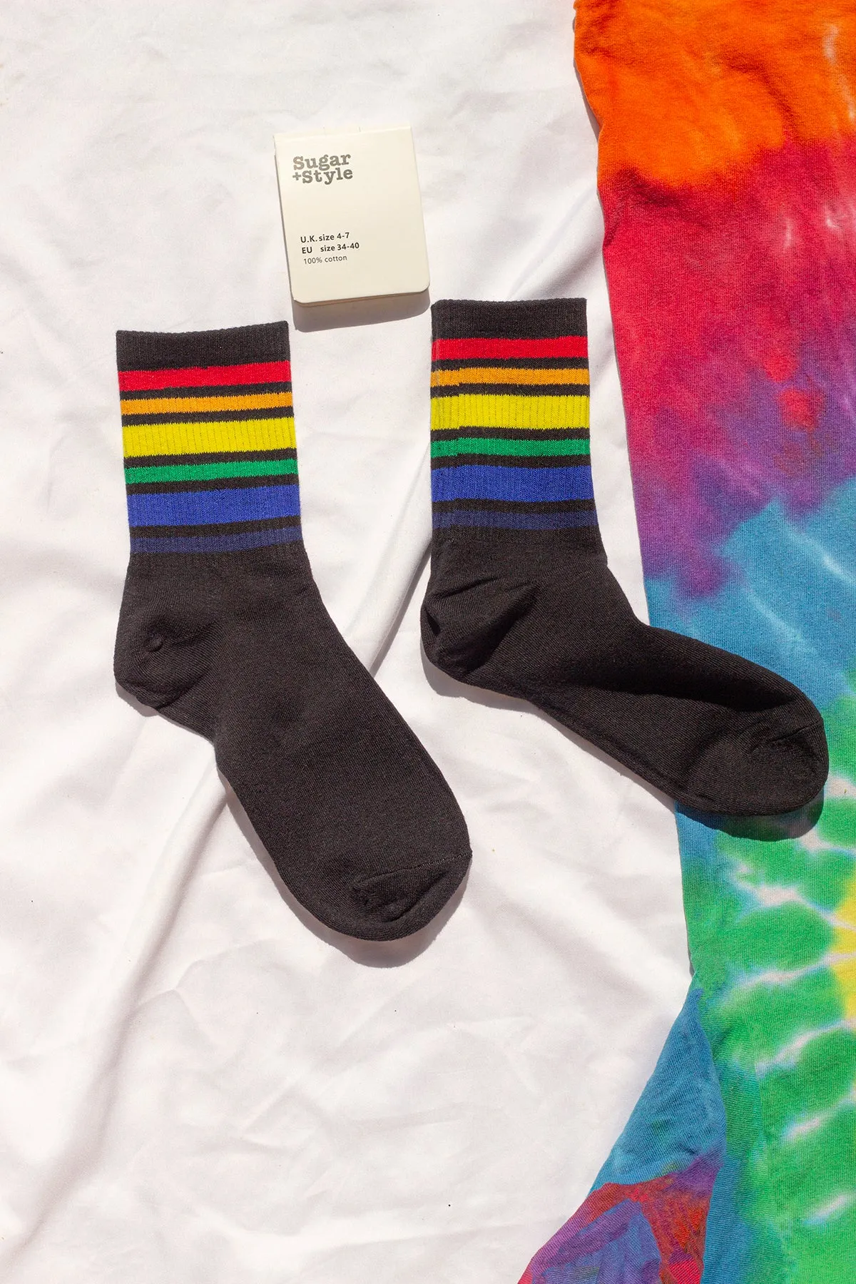 Varied Rainbow Stripe Top Socks