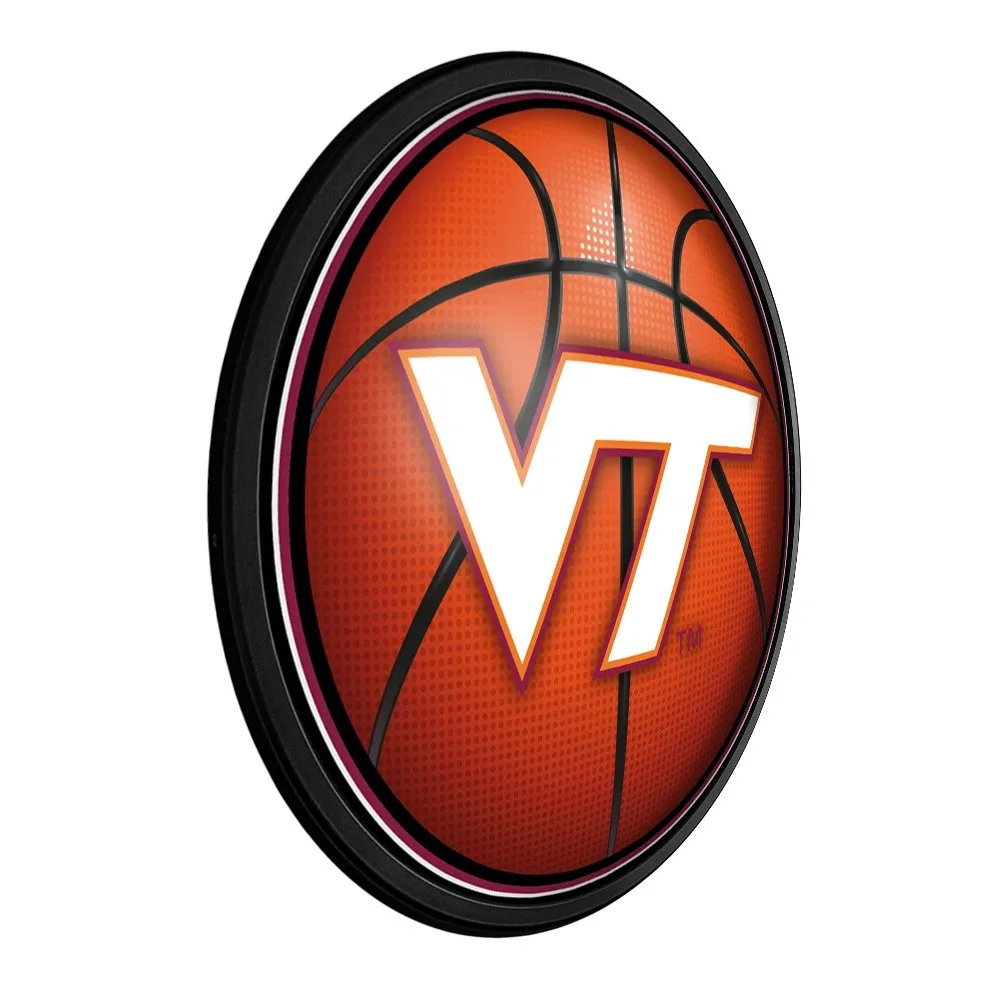 Virginia Tech Hokies: Basketball - Round Slimline Lighted Wall Sign