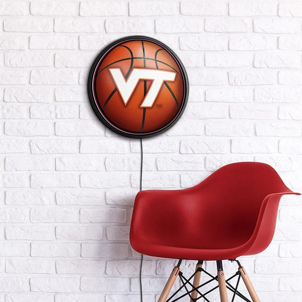 Virginia Tech Hokies: Basketball - Round Slimline Lighted Wall Sign