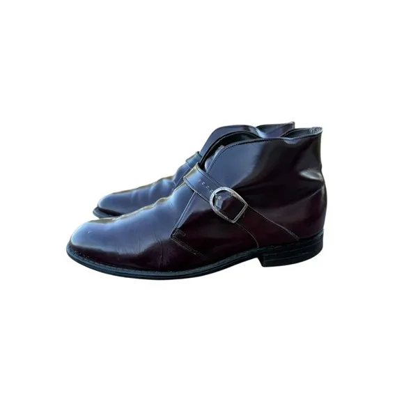 Vtg Stuart Mcguire Boots Sz 9 D Ox Blood  Leather Monk Strap Ankle Beatles