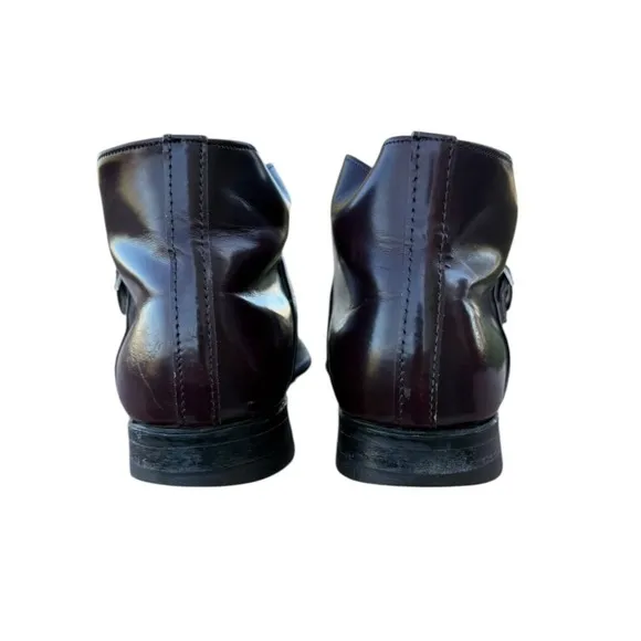 Vtg Stuart Mcguire Boots Sz 9 D Ox Blood  Leather Monk Strap Ankle Beatles