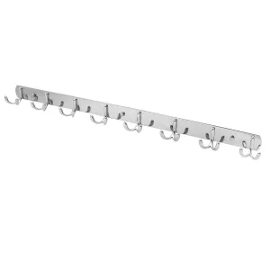 WEBI Wall Mounted Coat Rack - 30 inch,8 Dual Hooks (16 Hooks), Heavy Duty Coat Hook Rack Rail Double Prong Hooks for Bathroom Kitchen Office Entryway Closet Purse,Silver