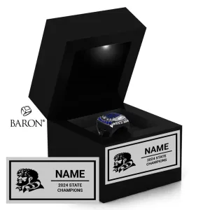 Western Christian High School Boys Basketball 2024 Championship Black LED Ring Box