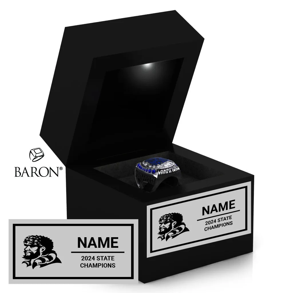 Western Christian High School Boys Basketball 2024 Championship Black LED Ring Box