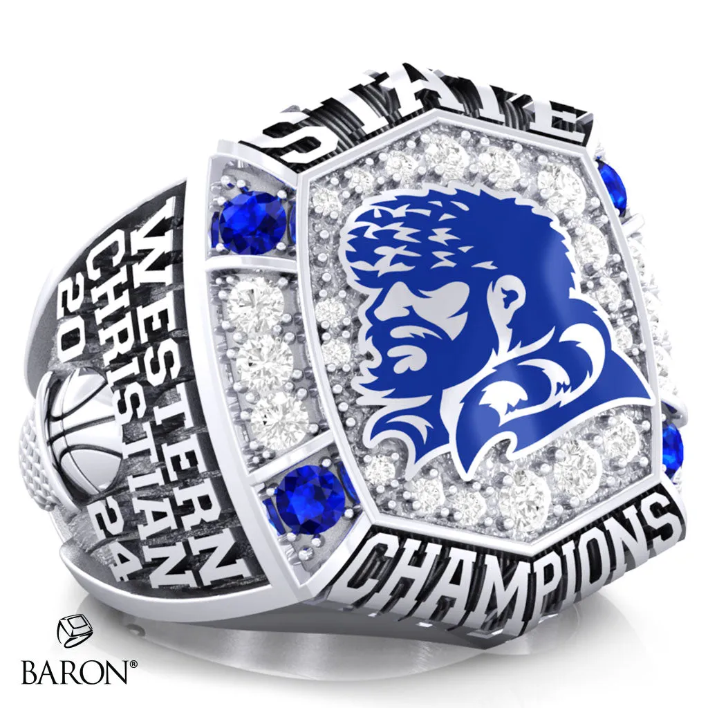 Western Christian High School Girls Basketball 2024 Championship Ring - Design 1.3