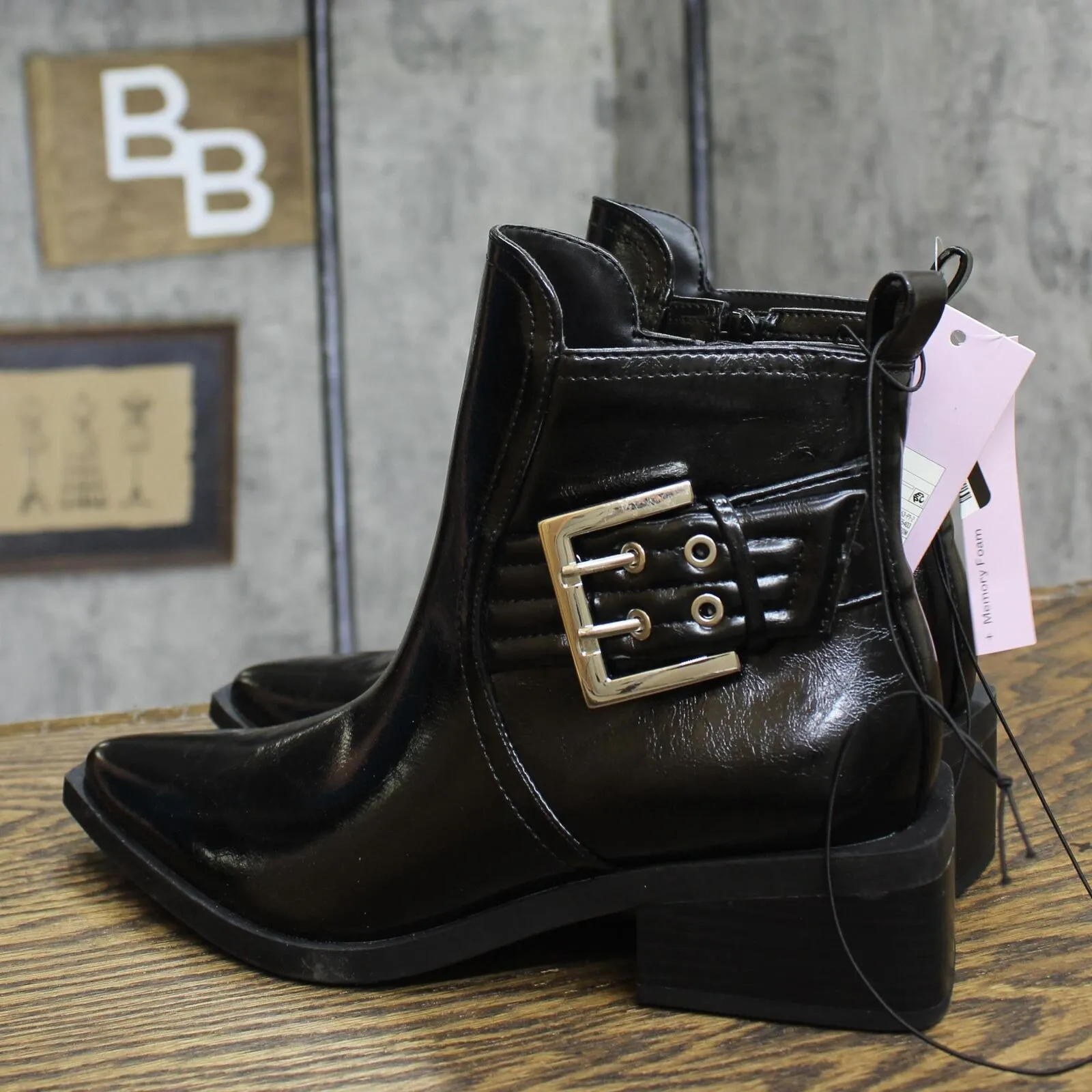 Wild Fable Giovanna Buckle Western Ankle Boots Memory Foam Insole Black 6.5M