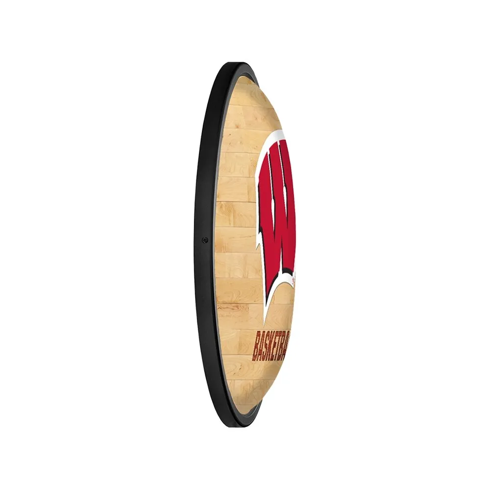 Wisconsin Badgers: Hardwood - Oval Slimline Lighted Wall Sign