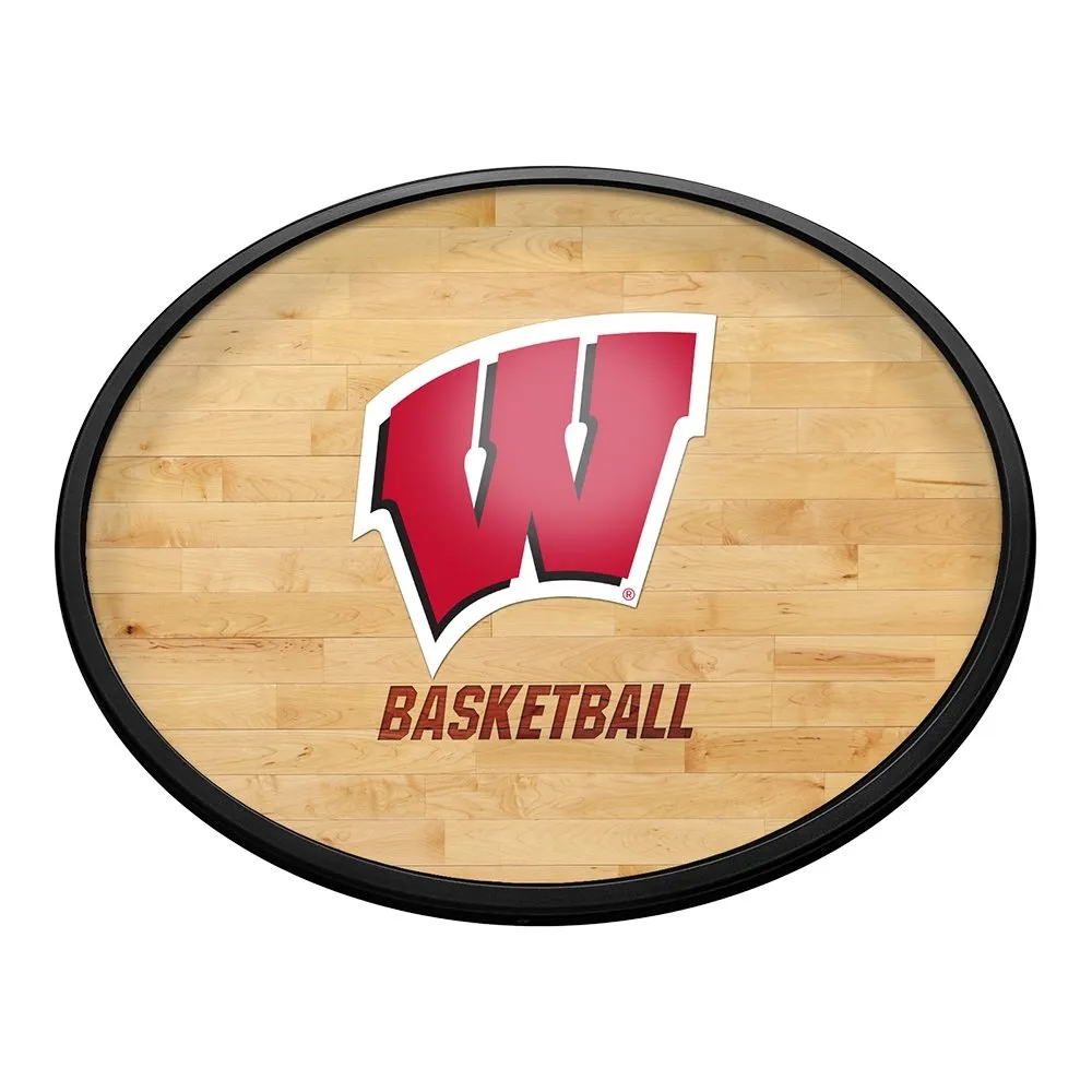 Wisconsin Badgers: Hardwood - Oval Slimline Lighted Wall Sign