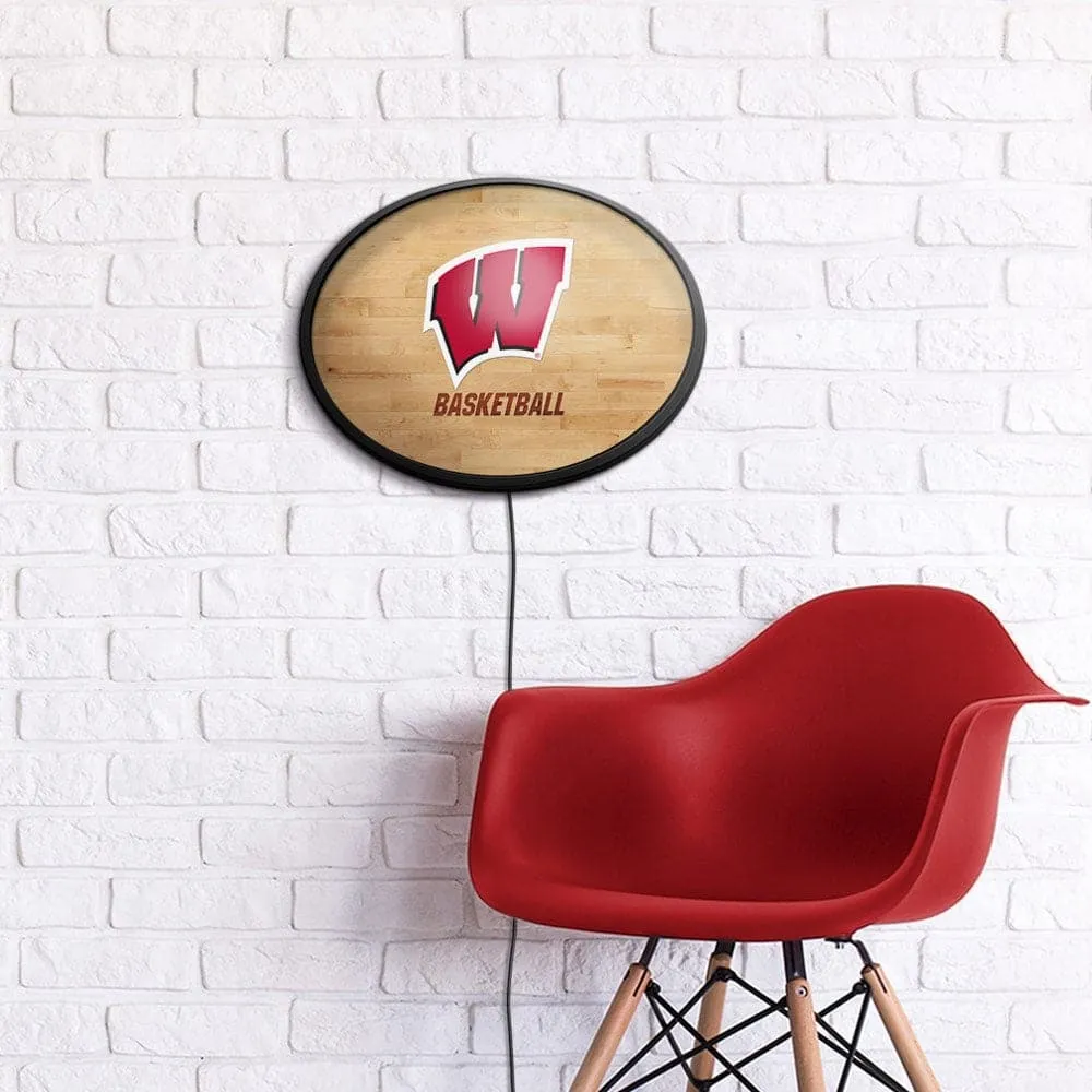 Wisconsin Badgers: Hardwood - Oval Slimline Lighted Wall Sign