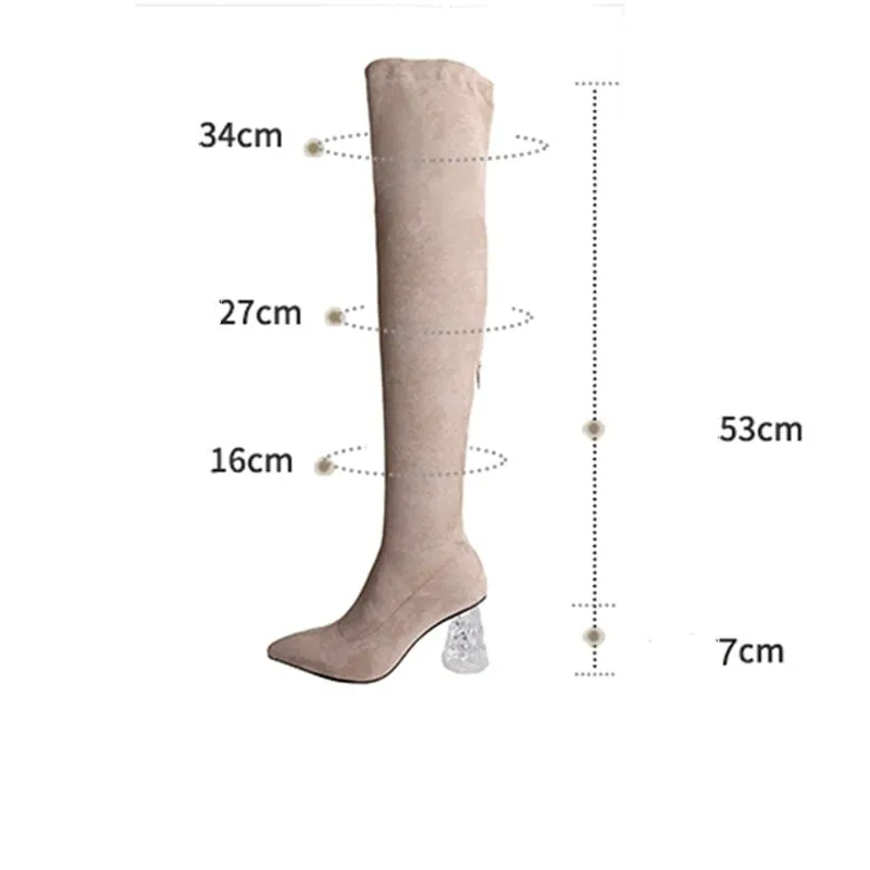 Woman Zipper Bubble Crystal Heel Pointed Toe Shoes
