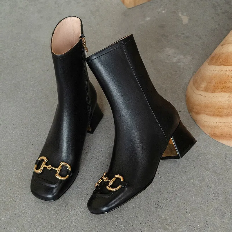Women Ankle Boots Genuine Leather