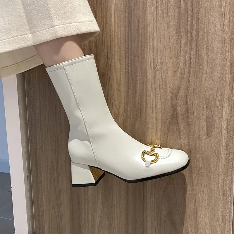 Women Ankle Boots Genuine Leather
