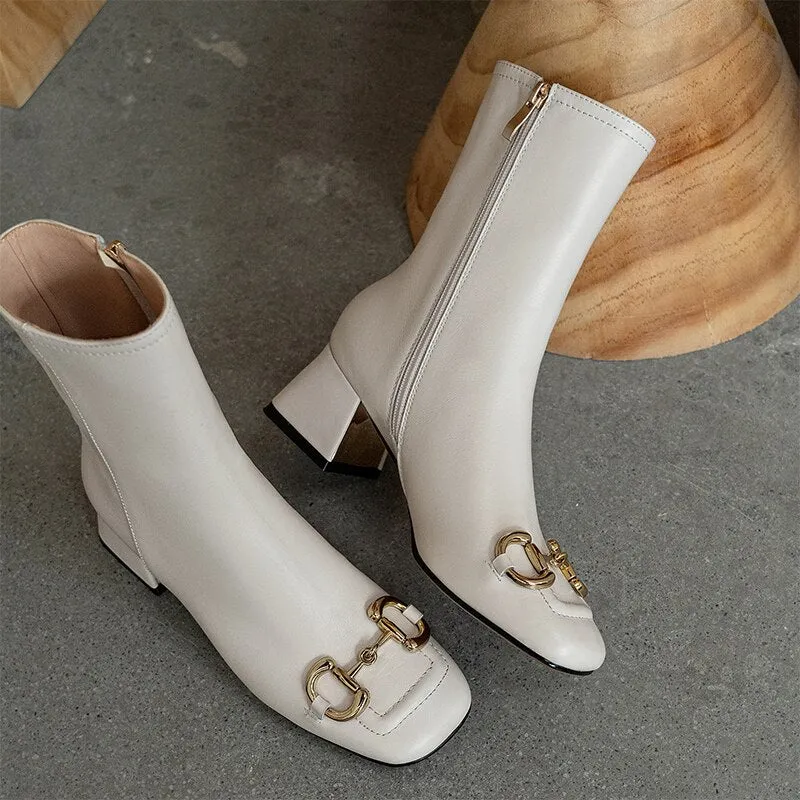 Women Ankle Boots Genuine Leather