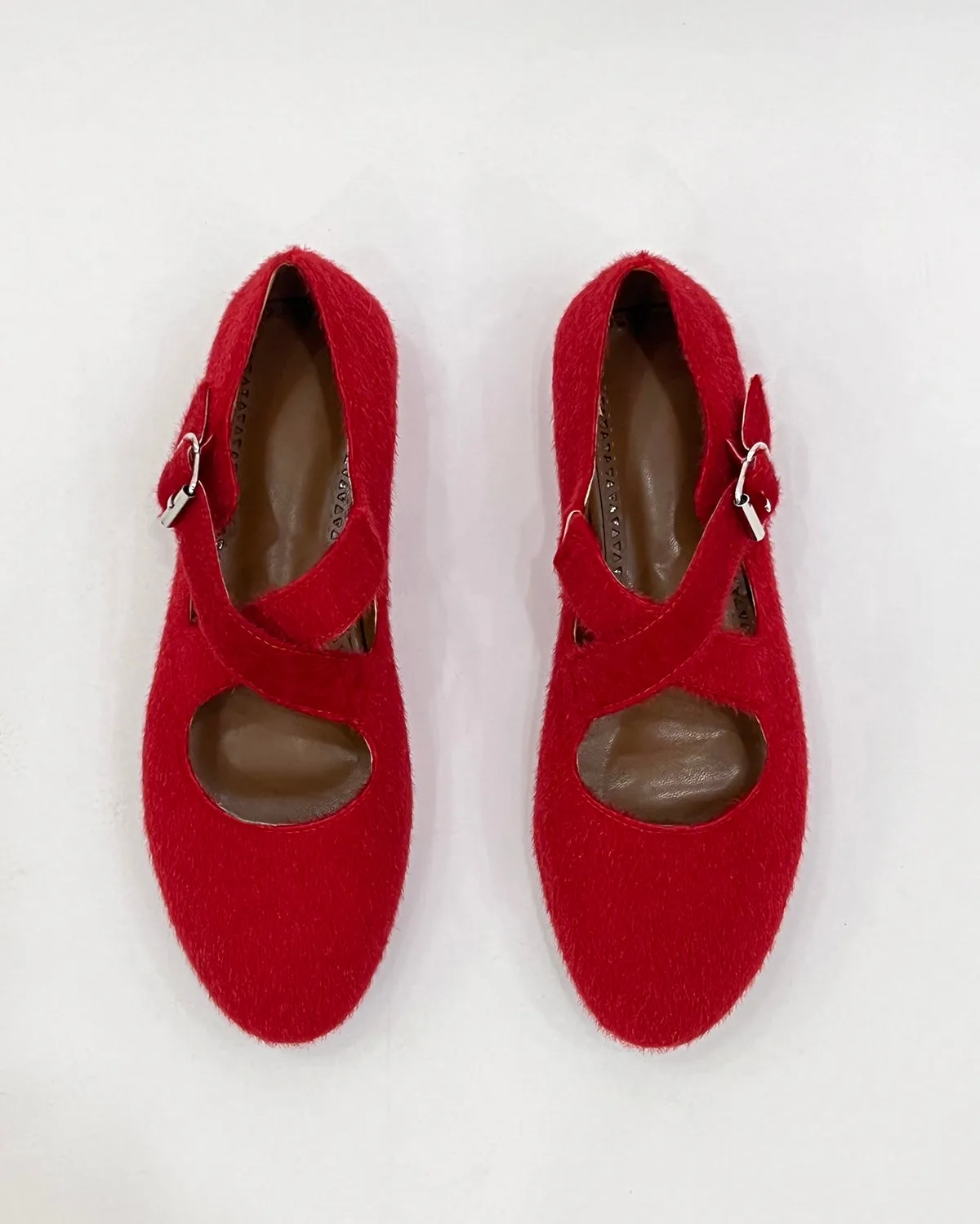 Women faux pony hair flat ballet shoes