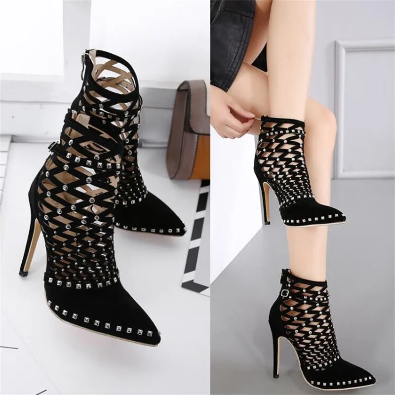 Women's Lacing Cut-Outs Ankle Boots