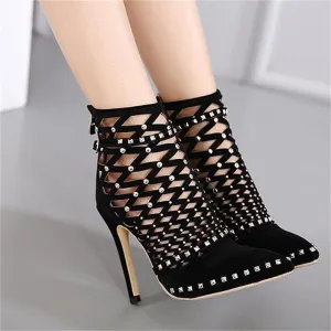 Women's Lacing Cut-Outs Ankle Boots