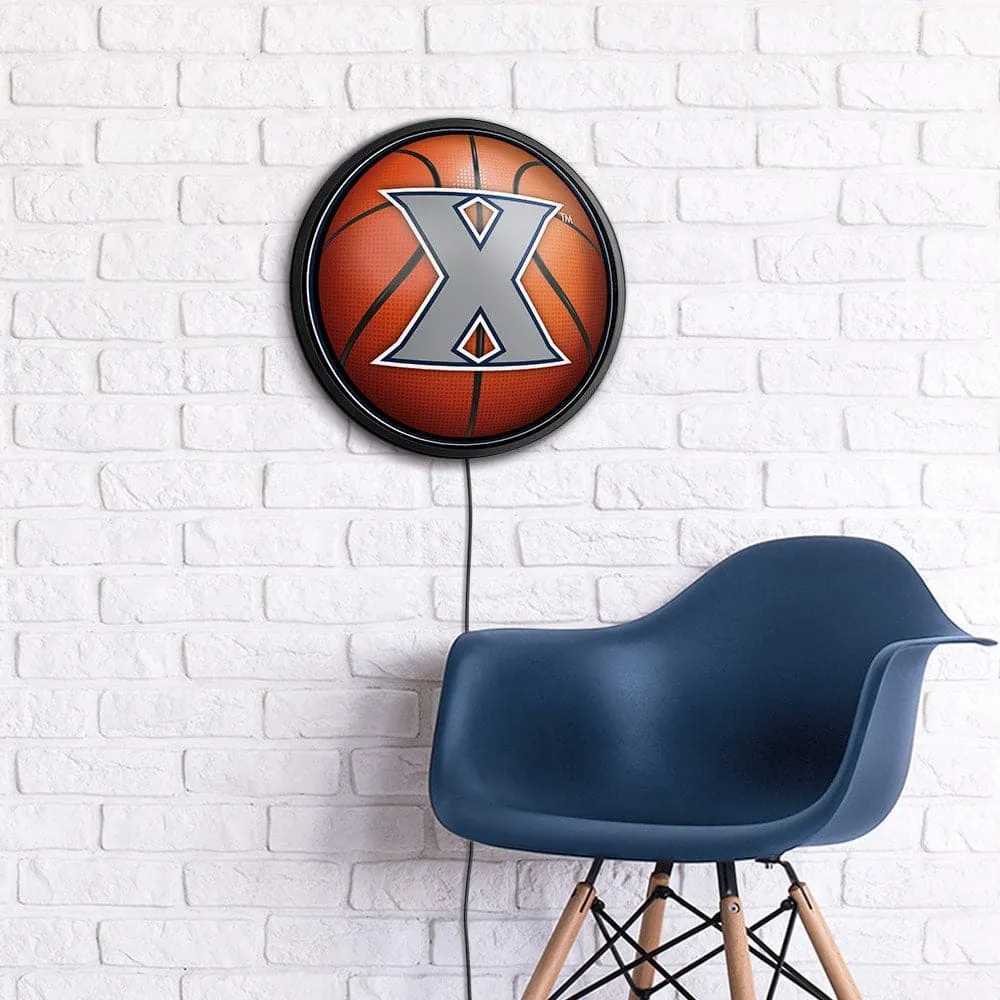 Xavier Musketeers: Basketball - Round Slimline Lighted Wall Sign