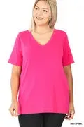 Zenana Premium Fabric Short Sleeve V-Neck Tee CEMENT  RT-2109XP